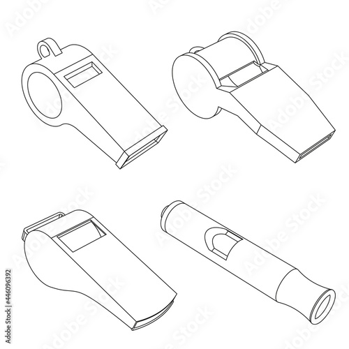 The set of vector whistles - outline illustration