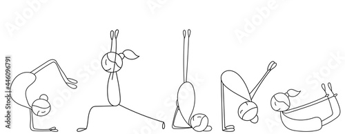 stick figure girl goes in for sports, isolated vector