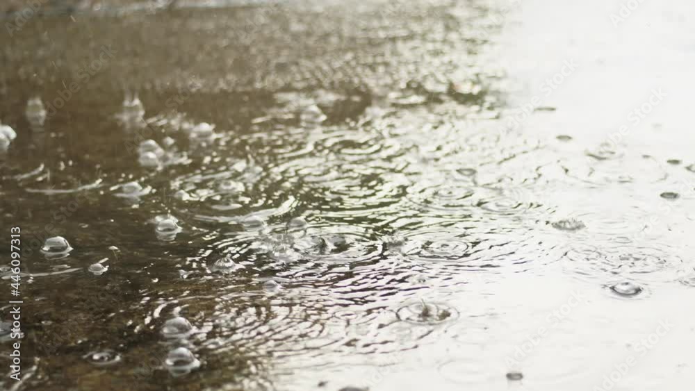 It's raining on a waterlogged cement road.. It's raining on a waterlogged cement road..
