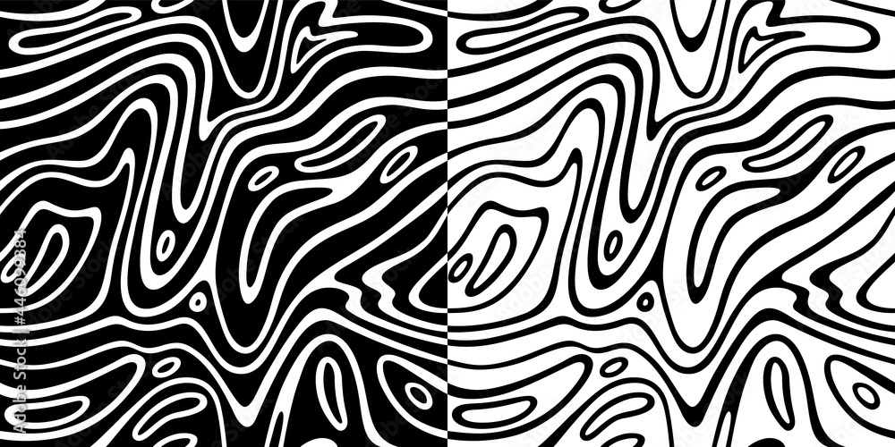 Set of Black and White Vector Seamless Patterns with Abstract Waves Set of Black and White Vector Seamless Patterns with Abstract Waves
