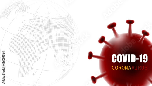 Coronavirus covid-19 variant mutation virus cell medical on white background and Globe