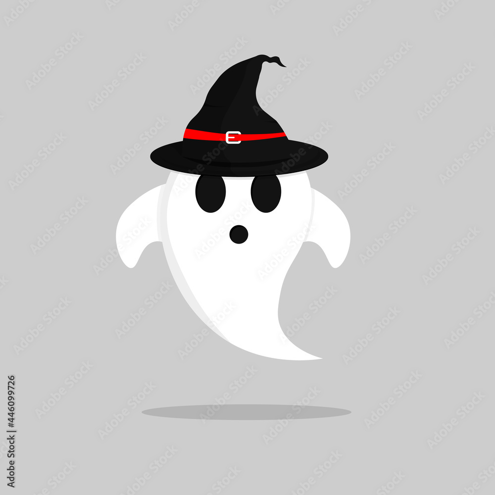 Ghost icon, Halloween symbol, flat graphic design template, vector illustration