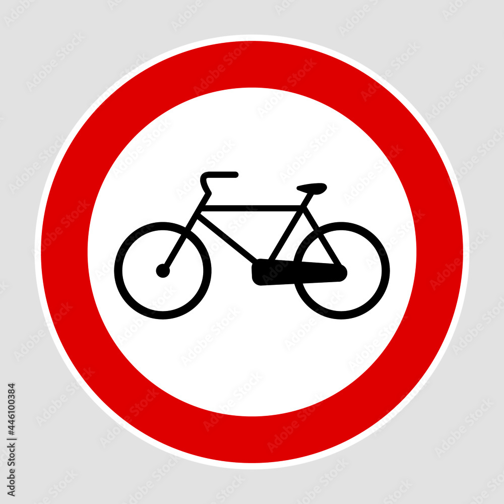 Bicycle access forbidden road sign - High quality editable vector signage, no bike allowed