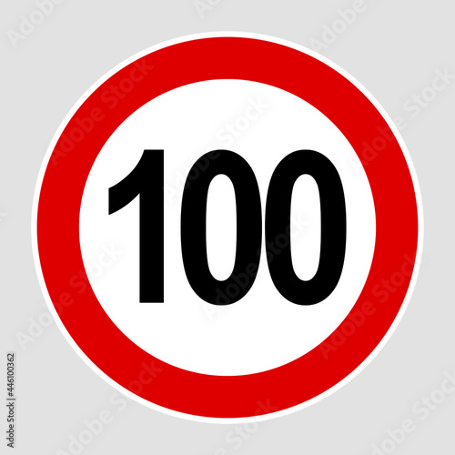 100 max speed limit read sign - One hundred speed limit traffic sign editable vector illustration