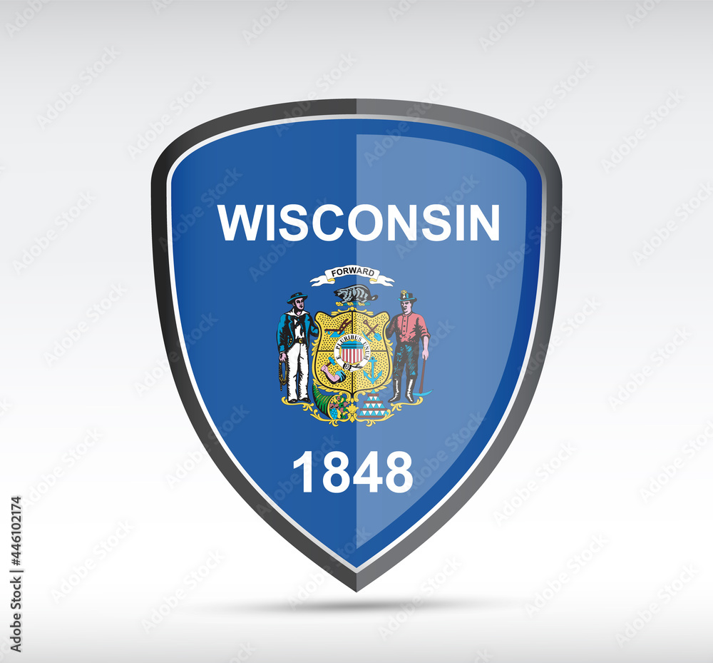 Shield icon with Wisconsin State Flag Shield icon with Wisconsin State Flag