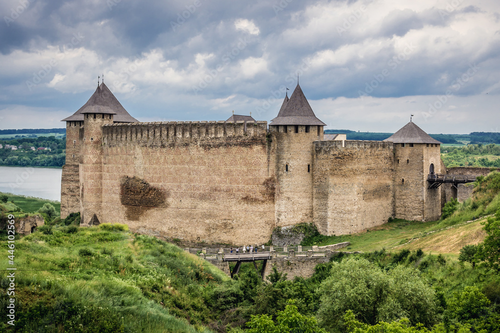 Famous Khotyn Fortress, fortification complex in Khotyn town, Ukraine