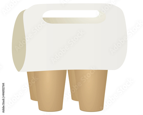 Coffee cups in paper coffee holder. vector