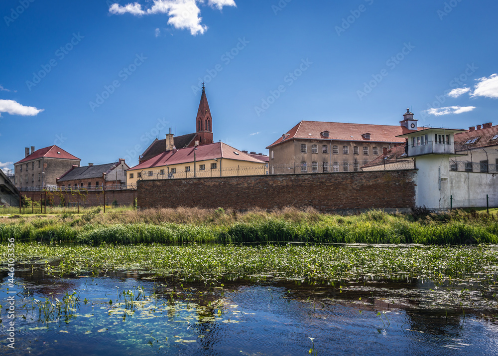 Prison with Church of St Dismas in Barczewo town, Warmia region, Poland