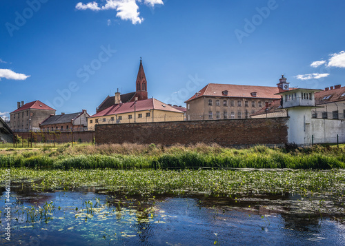 Prison with Church of St Dismas in Barczewo town, Warmia region, Poland photo