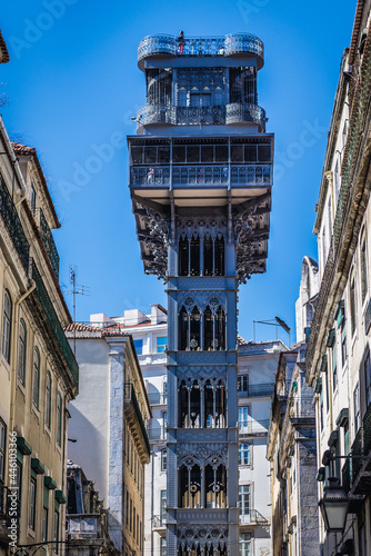 Santa Justa Lift known as Carmo lift in Lisbon capital city, Portugal
