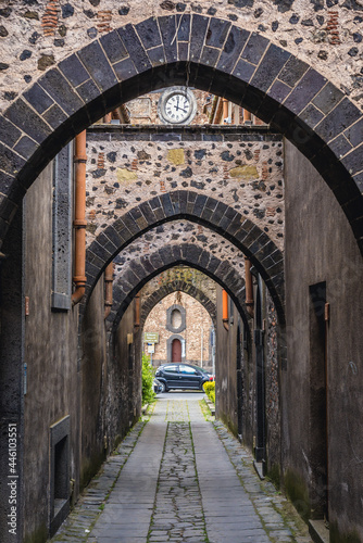 Via Degli Archi - street of arches in historic part of Randazzo town on Sicily Island  Italy
