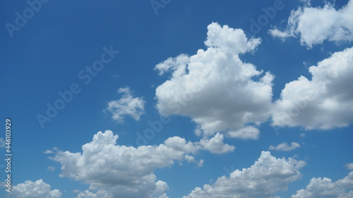 Blue sky background with tiny clouds. Concept relax, freedom, wonderful nature, nice day, Heaven God.
