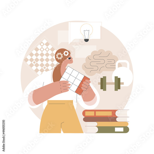 Mind fitness abstract concept vector illustration. Keep your mind in shape, mental fitness training, emotional fitness community, exercise thinking flexibility, brain training abstract metaphor.