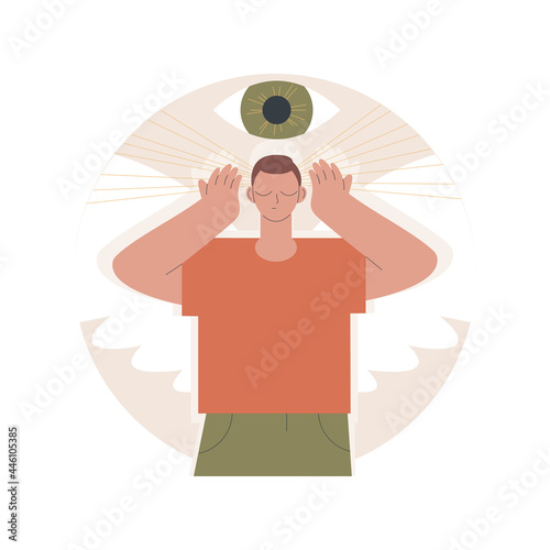 Clairvoyance ability abstract concept vector illustration. Clairvoyant psychic services, spiritual angelic, psychic help, alternative practice, supernatural extrasensory ability abstract metaphor.