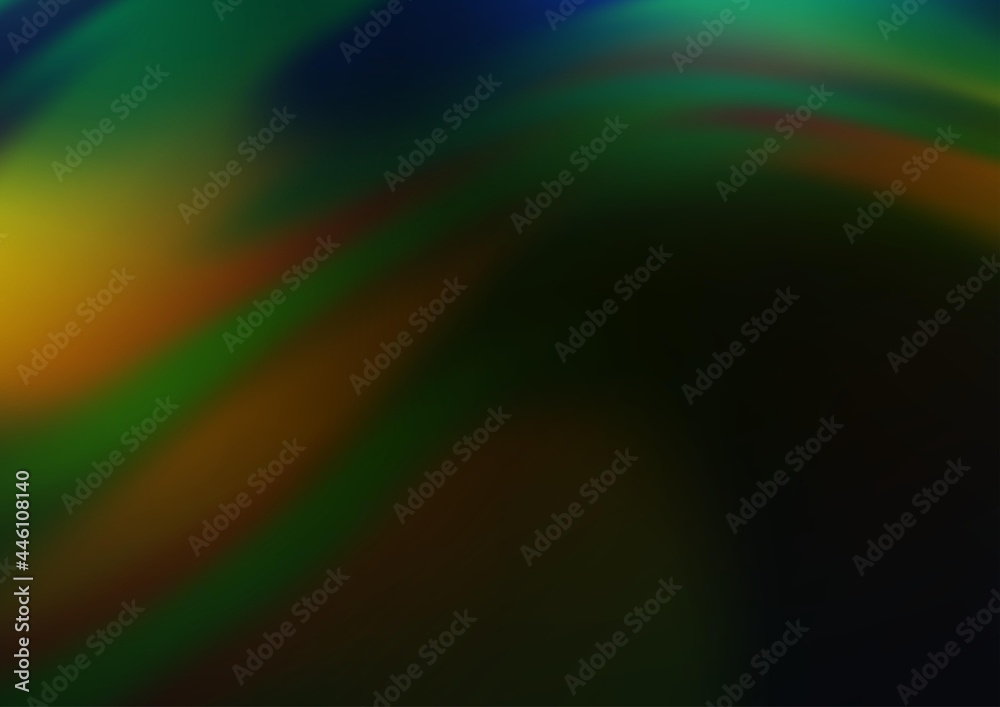 Dark Green, Yellow vector background with bent lines. Dark Green, Yellow vector background with bent lines.