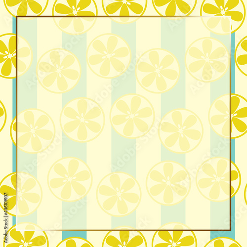 レモンの背景D 正方形 ゴールド枠