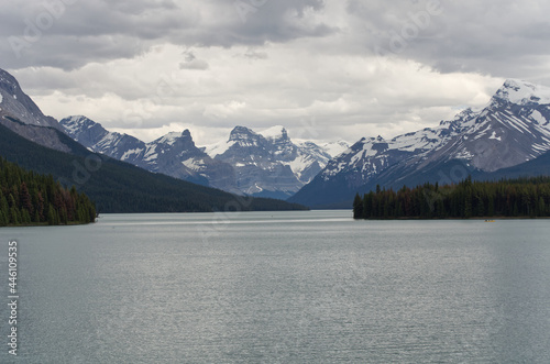 Maligne Lake on a Cloudy Day