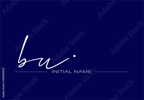  White stylish and elegant letter BU/UB with dark blue background signature logo for company name or initial 