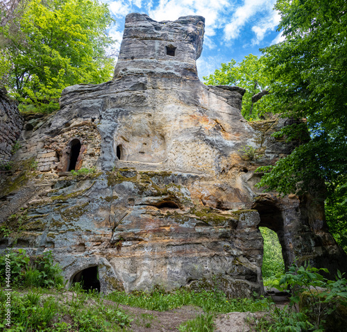 The ruin of the Svojkov rock castle from the beginning of the 14th century, Czechia. photo