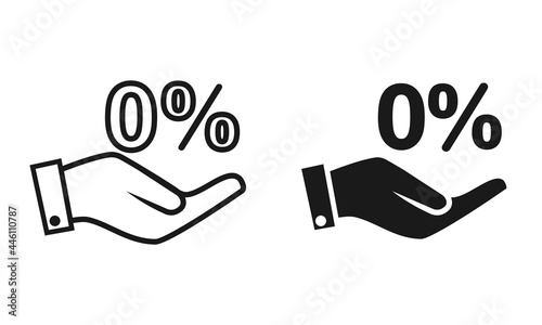 Hand holding up zero percent. Illustration vector