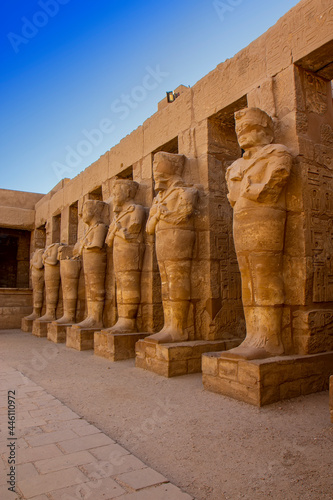 The pillars of Osiris in the courtyard of the Temple of Ramses III, Karnak, Egypt