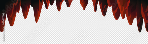 Cave stalactites, Cave ceiling with underground stone stalactites on white background. Vector illustration in flat cartoon style