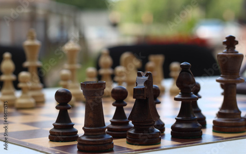 Playing Chess. Education, Communication. Games and participate in chess tournament. Two player strategy games. 