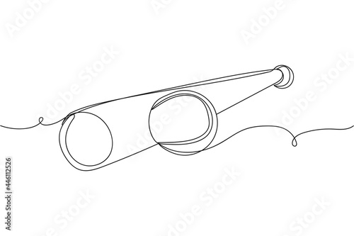 Continuous one line of baseball bat and ball in silhouette on a white background. Linear stylized.Minimalist.