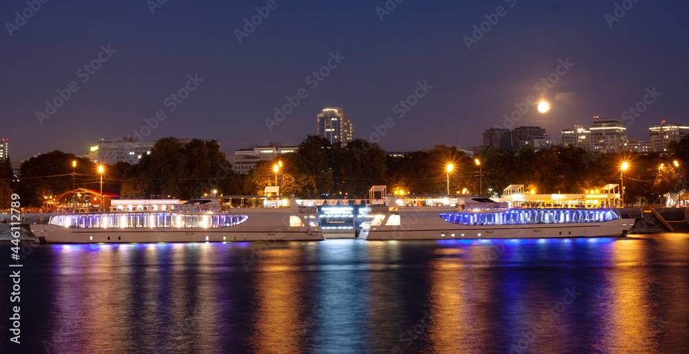 Two ships on the embankment of the Moscow River