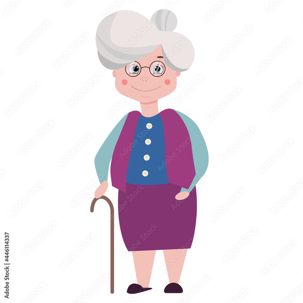 Vector illustration of a cute elderly woman on the National Day of grandparents Vector illustration of a cute elderly woman on the National Day of grandparents