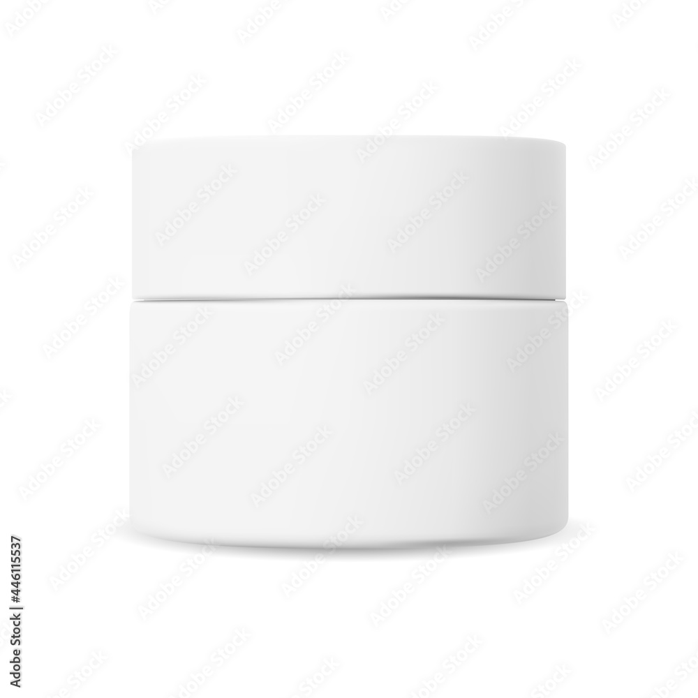 White cosmetic cream jar. Plastic creme container mockup. Beauty gel