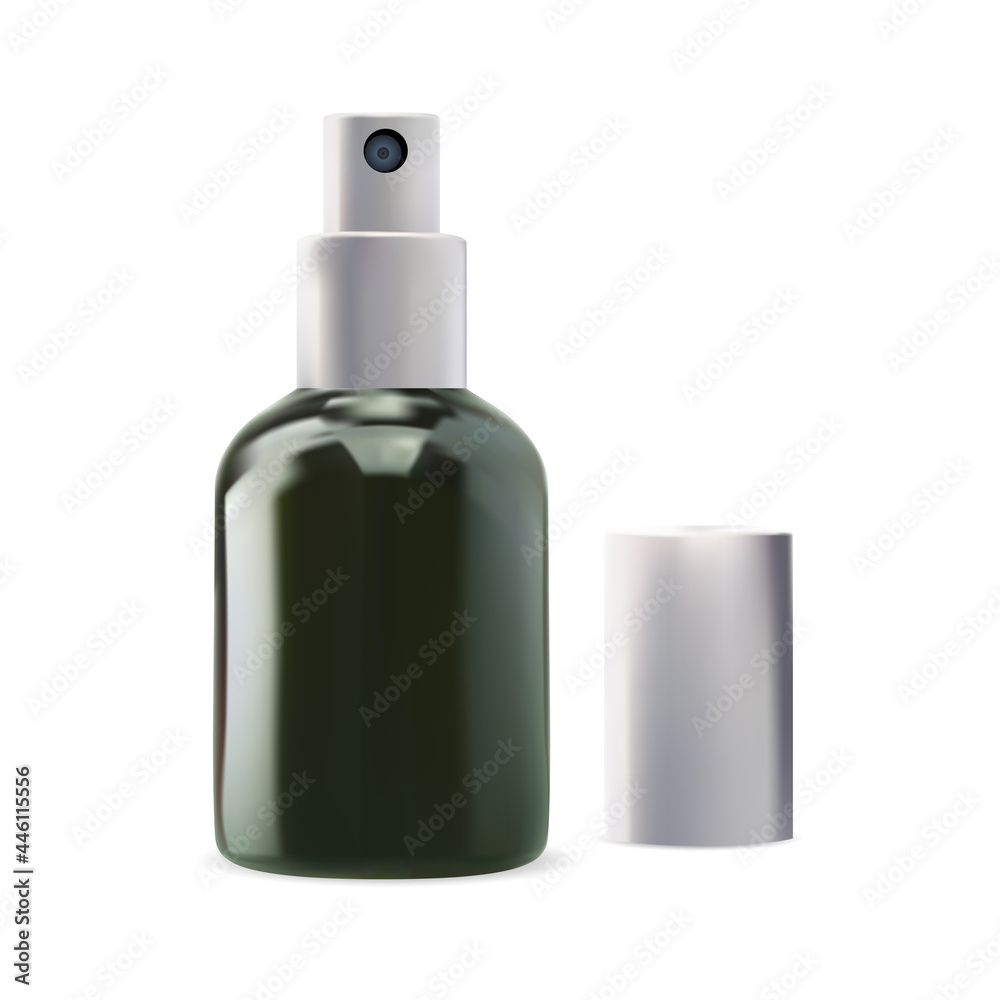 Spray dispenser bottle. Serum cosmetic atomizer. Clear skin camellia water container design. Face hydration and moisturizing container illustration. Luxury essence pump bottle Spray dispenser bottle. Serum cosmetic atomizer. Clear skin camellia water container design. Face hydration and moisturizing container illustration. Luxury essence pump bottle