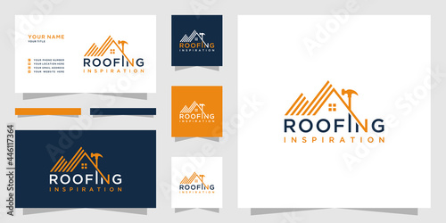 Home roofing logo and business card template