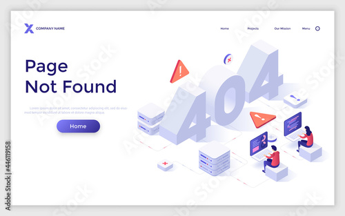 Vector Isometric Landing Page Template