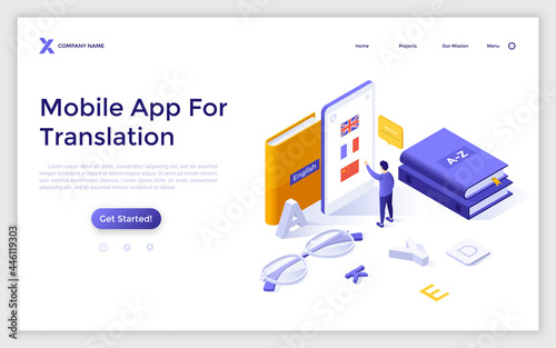 Vector Isometric Landing Page Template