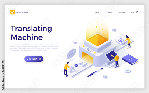Vector Isometric Landing Page Template photo