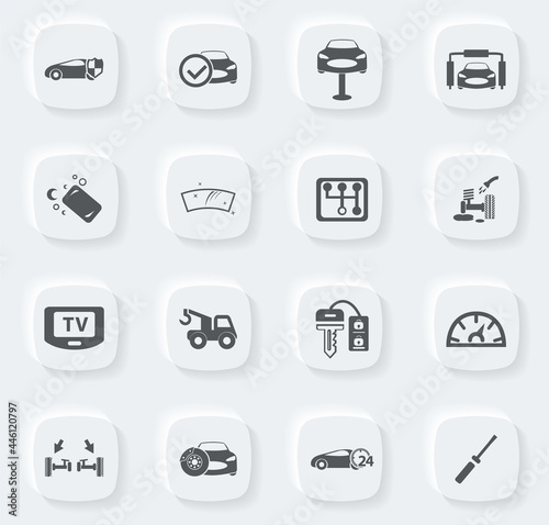 Car shop icons set