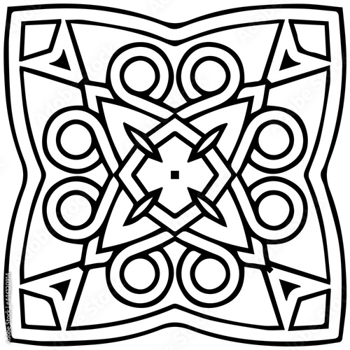 Ethnic beautiful pattern, mandala in the style of oriental, Indian handmade. Geometric isolated black white unique element for ornament. Template for creativity, coloring, tattoo.