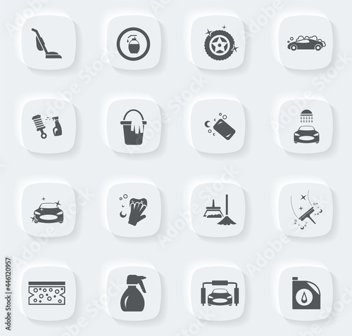 Car wash shower service icons set