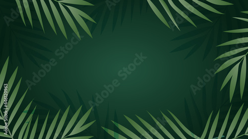 Exotic Palm Plants and Leaves frame , Green Tropical Summer Background ,Illustration Vector EPS 10