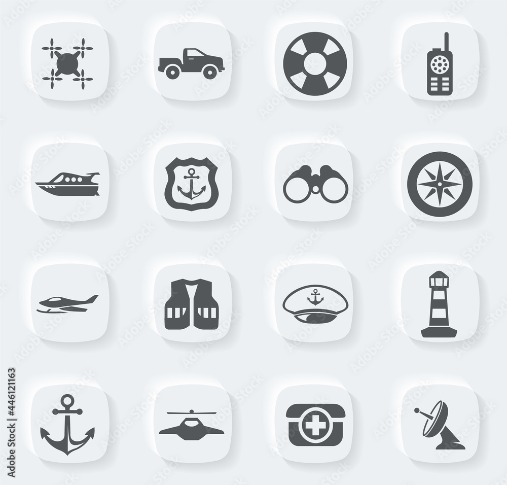 Coast Guard icons set Coast Guard icons set
