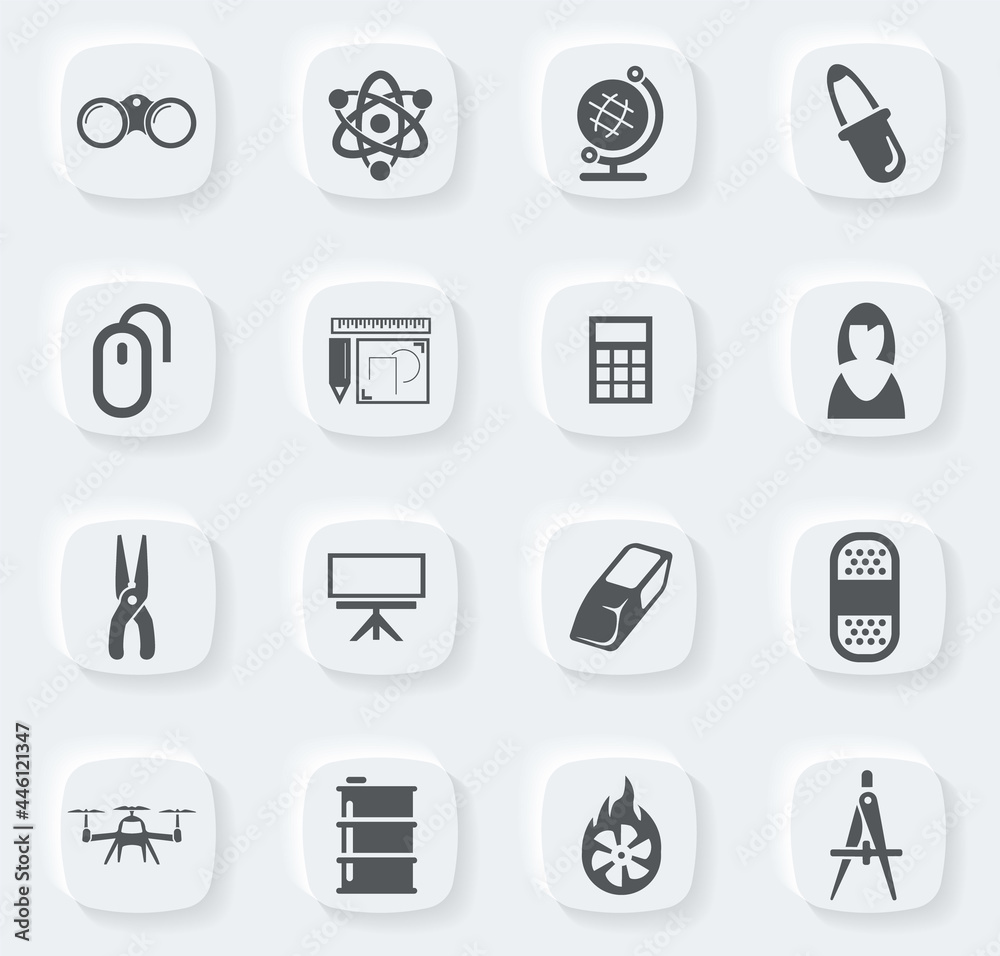 Courses school icons set Courses school icons set