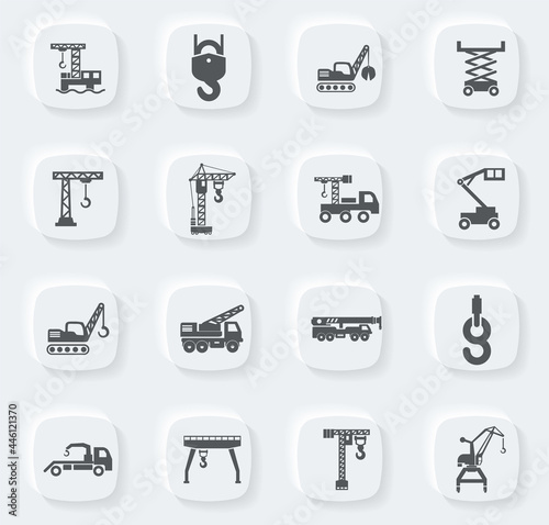 Crane and lifing machines icon set