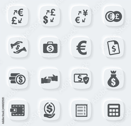 Currency exchange icons set