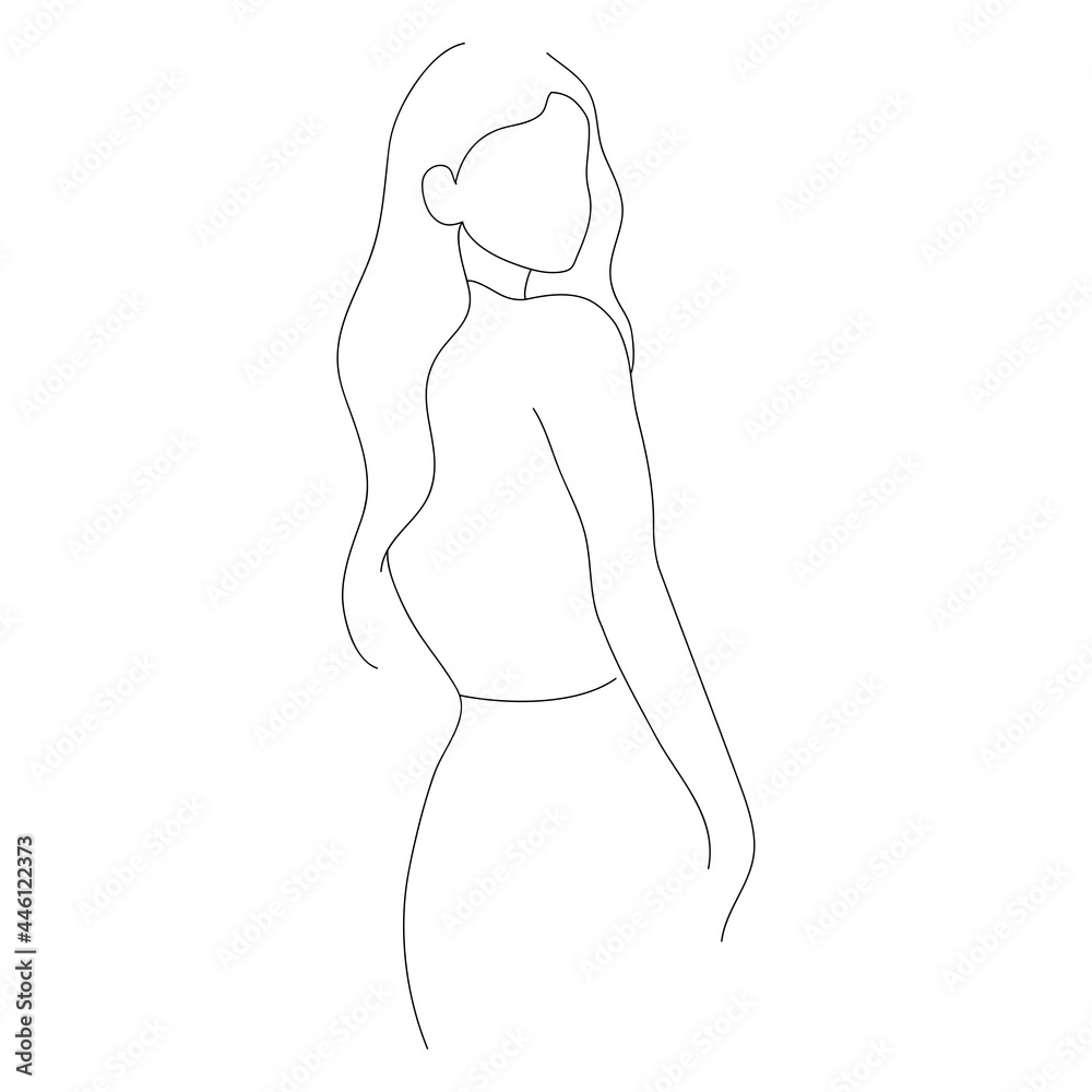 Woman in minimal line art style. Woman in minimal line art style.