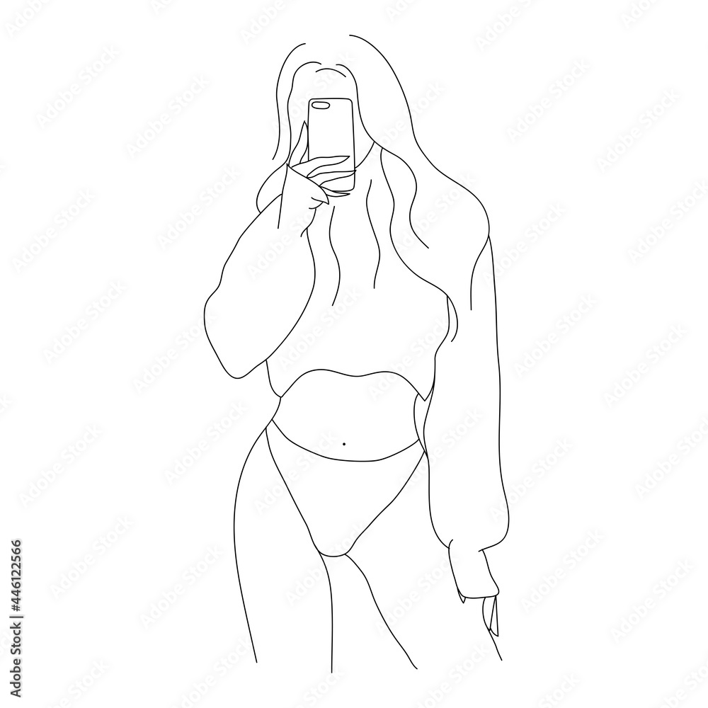 Woman in minimal line art style. Woman in minimal line art style.