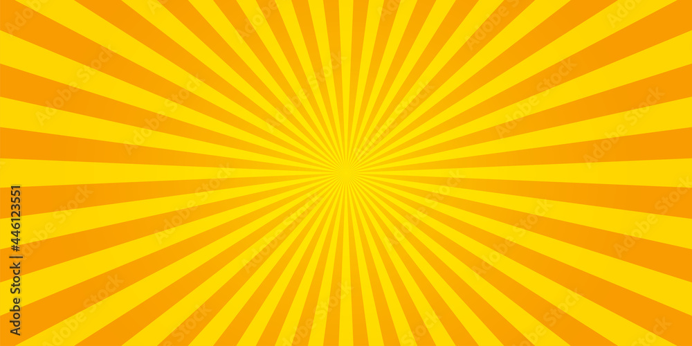 Sunburst retro sun rays yellow background. Abstract summer yellow comic illustration. Vintage pop art radial yellow texture. Stock vector Sunburst retro sun rays yellow background. Abstract summer yellow comic illustration. Vintage pop art radial yellow texture. Stock vector