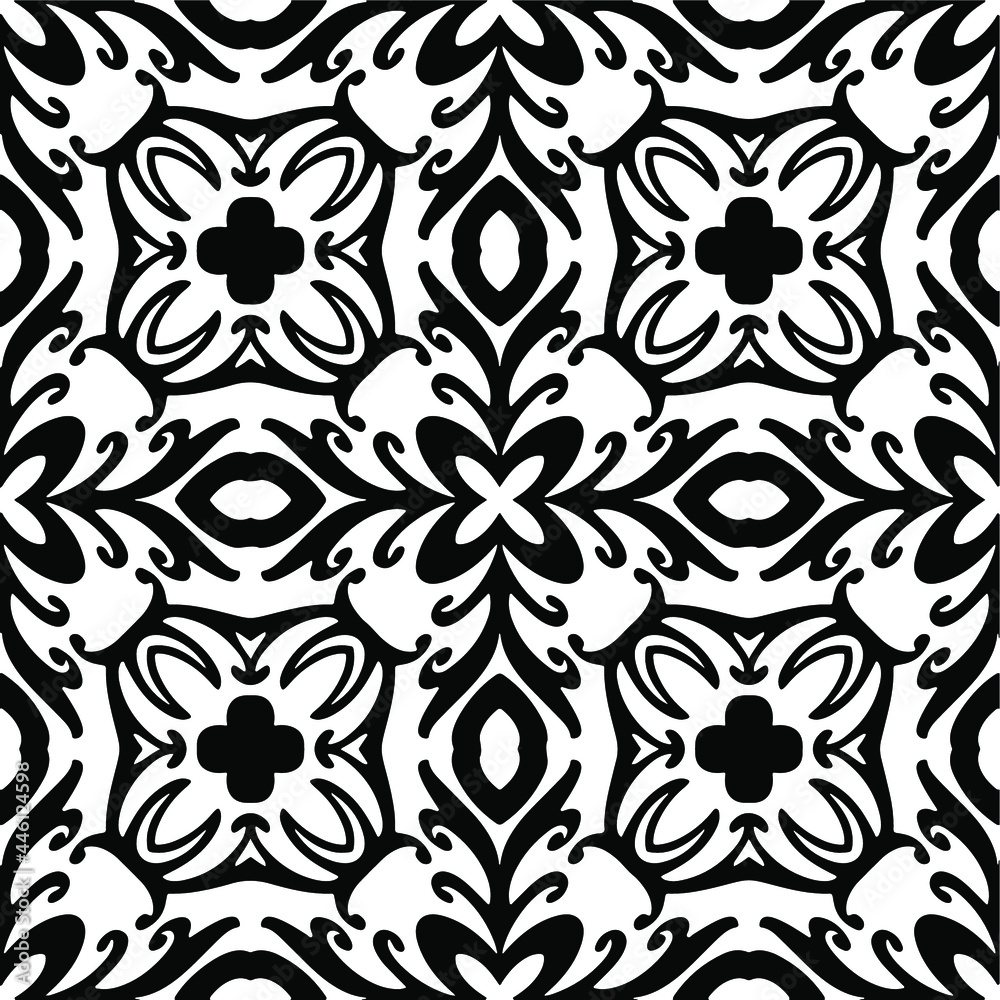 floral seamless pattern background.Geometric ornament for wallpapers and backgrounds. Black and white pattern. floral seamless pattern background.Geometric ornament for wallpapers and backgrounds. Black and white pattern.