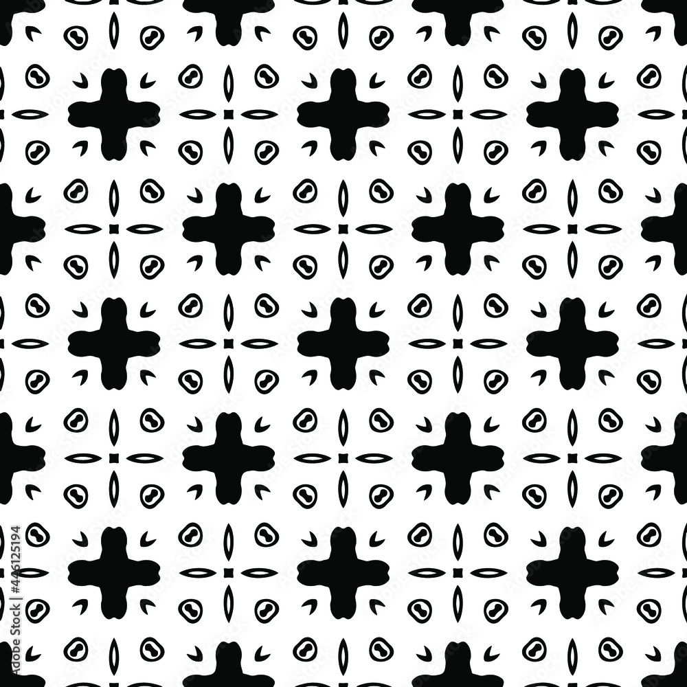 Fototapeta premium floral seamless pattern background.Geometric ornament for wallpapers and backgrounds. Black and white pattern.