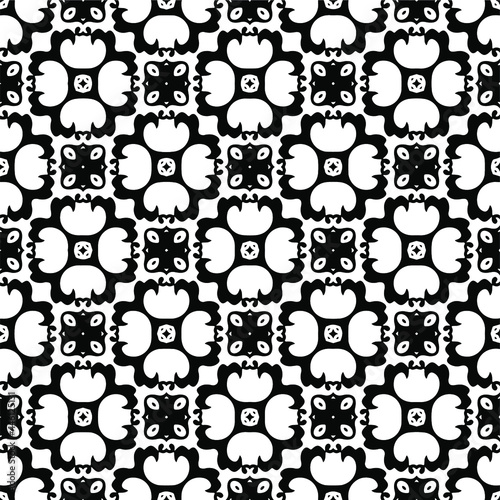  floral seamless pattern background.Geometric ornament for wallpapers and backgrounds. Black and white pattern.